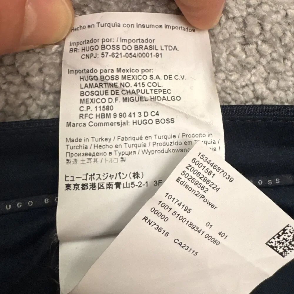 Boss Hugo Boss Virgin Wool Dress Pants Mens 39x29 Navy Blue Straight Leg Career